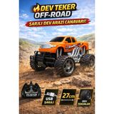 Trendzone Rc Off-Road Arazi Arabası 27CM Şarjlı Uzaktan Kumandalı Büyük Tekerlekli Full Fonksiyon Oyuncak Araba - Turuncu