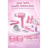 Trendzone Sesli Işıklı Kuaför Seti Oyuncak | Saç Kurutma Makinesi & Aksesuar Güzellik Salonu Seti 11 Parça - Pembe