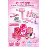 Trendzone Sesli Işıklı Kuaför & Sürülebilir 4 Katlı Güzellik Makyaj 2'li Set | Oyuncak Evcilik Seti - Pembe