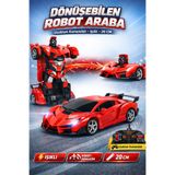 TRENDZONE Uzaktan Kumandalı Dönüşebilen Işıklı Robot Araba 20cm – Şarjlı Transformers RC Robot Araba Oyuncak