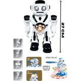 Trendzone Uzaktan Kumandalı Full Fonksiyon Pilli Sesli Işıklı Disk Atan Oyuncak Uzay Savaşçısı Robot 27CM - Siyah - Beyaz