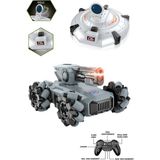 Trendzone Uzaktan Kumandalı Full Fonksiyon Şarjlı LED Işıklı Atış Hedefli Ufo Avcısı Akrobatik Dublör Rc Tank Araba - Gri