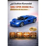 Trendzone Uzaktan Kumandalı Işıklı Ferrari Spor Araba 19CM | Full Fonksiyon Pilli Rc Yarış Arabası - Mavi