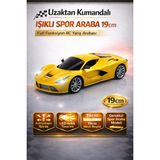 Trendzone Uzaktan Kumandalı Işıklı Ferrari Spor Araba 19CM | Full Fonksiyon Pilli Rc Yarış Arabası - Sarı