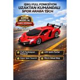 Trendzone Uzaktan Kumandalı Işıklı Lamborghini Spor Araba 19CM | Full Fonksiyon Pilli Rc Yarış Arabası - Kırmızı - Siyah
