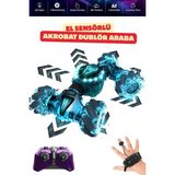 Trendzone Uzaktan Kumandalı Rc Şarjlı LED Işıklı 4x4 Bilekten Kontrollü Drift Atan Akrobat Dublör Araba 25CM - Koyu Mavi