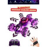 Trendzone Uzaktan Kumandalı Rc Şarjlı LED Işıklı 4x4 Bilekten Kontrollü Drift Atan Akrobat Dublör Araba 25CM - Mor