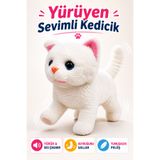 TRENDZONE Yürüyen Sesli Peluş Kedi Oyuncak – Sesli Kuyruk Sallayan İnteraktif Peluş Kedi