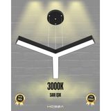 Tres (Siyah Kasa, Sarı Işık) Ledli Modern Sarkıt Linear LED Avize Salon Mutfak Oturma Odası Yatak Odası Antre Hol LED