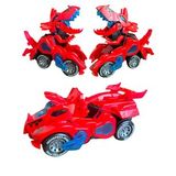 Trex Dinazor Figür Araba Sesli Işıklı Pilli Müzikli Transformers Robot Dinozor 20Cm (Kırmızı)