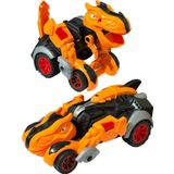 Trex Dinazor Figür Araba Sürtmeli Teker Transformers Robot Dinozor 15CM Turuncu