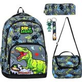 Trex Okul Çantası Dinazor Okul Çantas Erkek 3lü Set Okul Çantası Lüx - Trex-Dinazor