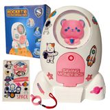 Trez Treamer Roket Gemisi Erkek Çocuklar için Kumbara Para Güvenli Astronot Kumbara Çocuklar için Nakit Para Kutusu ATM Banka Para Para Bankası Anahtarlı Çocuklar için Astronot Çıkartması Çocuklar Erkek ve Kız