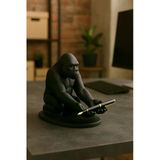 Trezon 3D Siyah Goril Figürlü Dekoratif Telefon, Tablet Standı, Kalem Tutucu Heykel, Masaüstü Organizer