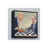 Trezon Ahşap Çerçeveli Donald Trump - Vladimir Putin Santranç Oyttç.knvken Tablosu-8316