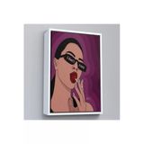 Trezon Ahşap Çerçeveli I Don't Care - Umrumda Değil Yazan Pop Art Kadın Tablo-7681
