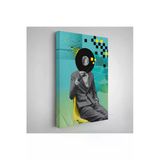 Trezon Ahşap Çerçeveli Plak Kafalı Adam Pop Art Tablosu-7877