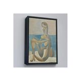 Trezon Ahşap Çerçeveli Salvador Dali - Plajda Oturan Yüzücü Tablo - Seated Bather On The Beach-7405