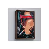 Trezon Ahşap Çerçeveli Sigara İçen Pop Art Kadın Tablosu-7929