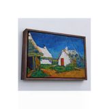 Trezon Ahşap Çerçeveli Vincent Van Gogh - Saintes Maries'de Üç Beyaz Kulübe Tablosu-7189