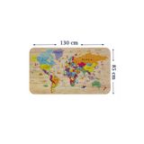 Trezon Ahşap Görünümlü Eğitici Detaylı Atlası Dünya Haritası Duvar Sticker-85X130-3842