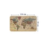 Trezon Ahşap Görünümlü Türkçe Eğitici Detaylı Atlası Dünya Haritası Duvar Sticker-85X130-3844