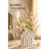 Trezon Bambu Tasarım Dekoratif Vazo Modern Çiçeklik Masa Üstü Ev Dekoru