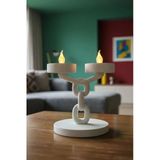 Trezon Dekoratif Zincir 2’Li Mumluk Tealight Mum Dahil Modern Masa Üstü Mumluk 15 Cm