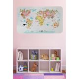 Trezon Eğitici Dünya Haritası Dünya Atlası Çocuk Ve Bebek Kız Çocuğu Odası Duvar Sticker-60X105-3777