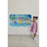 Trezon Eğitici Dünya Haritası Dünya Atlası Çocuk Ve Bebek Odası Duvar Sticker-60X105-3779