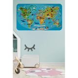 Trezon Eğitici Dünya Haritası Dünya Atlası Çocuk Ve Bebek Odası Duvar Sticker-60X105-3788