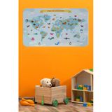 Trezon Eğitici Dünya Haritası Dünya Atlası Çocuk Ve Bebek Odası Duvar Sticker-60X105-3791