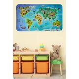 Trezon Eğitici Dünya Haritası Dünya Atlası Çocuk Ve Bebek Odası Duvar Sticker -60X105-3800