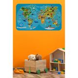 Trezon Eğitici Dünya Haritası Dünya Atlası Çocuk Ve Bebek Odası Duvar Sticker -60X105-3805