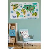 Trezon Eğitici Dünya Haritası Dünya Atlası Çocuk Ve Bebek Odası Duvar Sticker -60X105-3807