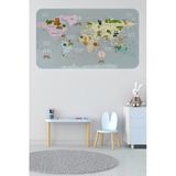 Trezon Eğitici Dünya Haritası Dünya Atlası Çocuk Ve Bebek Odası Duvar Sticker -60X105-3816