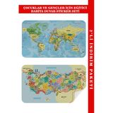 Trezon Eğitici - Öğretici Dünya Ve Türkiye Haritası Çocuk Odası Duvar Sticker-60X105-3888