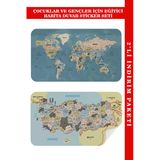 Trezon Eğitici - Öğretici Dünya Ve Türkiye Haritası Çocuk Odası Duvar Sticker-60X105-3889