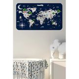Trezon Eğitici Ve Bayraklı Dünya Haritası Dünya Atlası Çocuk Ve Bebek Odası Duvar Sticker-60X105-3819