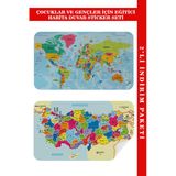 Trezon Eğitici Ve Öğretici Dünya Ve Türkiye Haritası Çocuk Odası Duvar Sticker-60X105-3882