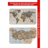 Trezon Eğitici Ve Öğretici Dünya Ve Türkiye Haritası Çocuk Odası Duvar Sticker-60X105-3883