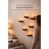 Trezon El Figürlü 5’li Dekoratif Tealight Mumluk Seti – Yapıştırılabilir Duvar Tasarımı (Mumlar Dahil)