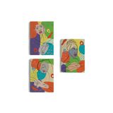 Trezon Pop Art Afrika Kadın Renkli Portre 3 Lü Duvar Tablo Seti -Ag-7