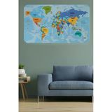 Trezon Türkçe Eğitici Ülke Ve Başkent Detaylı Atlası Dünya Haritası Duvar Sticker -60X105-3831