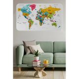 Trezon Türkçe Eğitici Ülke Ve Başkent Detaylı Atlası Dünya Haritası Duvar Sticker -60X105-3851