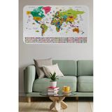 Trezon Türkçe Ülke Bayrak Lı Eğitici Başkent Detaylı Atlası Dünya Haritası Duvar Sticker -60X105-3841