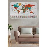 Trezon Türkçe Ülke Bayrak Lı Eğitici Başkent Detaylı Atlası Dünya Haritası Duvar Sticker -60X105-3858