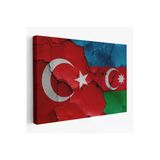 Trezon Türkiye Azerbaycan Bayrak Desenli Dekoratif Kanvas Tablo-6516