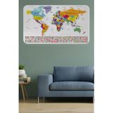Trezon Ülke Bayrak Lı Eğitici Başkent Detaylı Atlası Dünya Haritası Duvar Sticker -60X105-3848