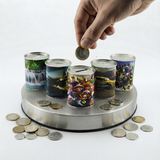 Tri Stax Desenli Küçük Boy Metal Kumbara - Silindir Tasarım - Karışık Model